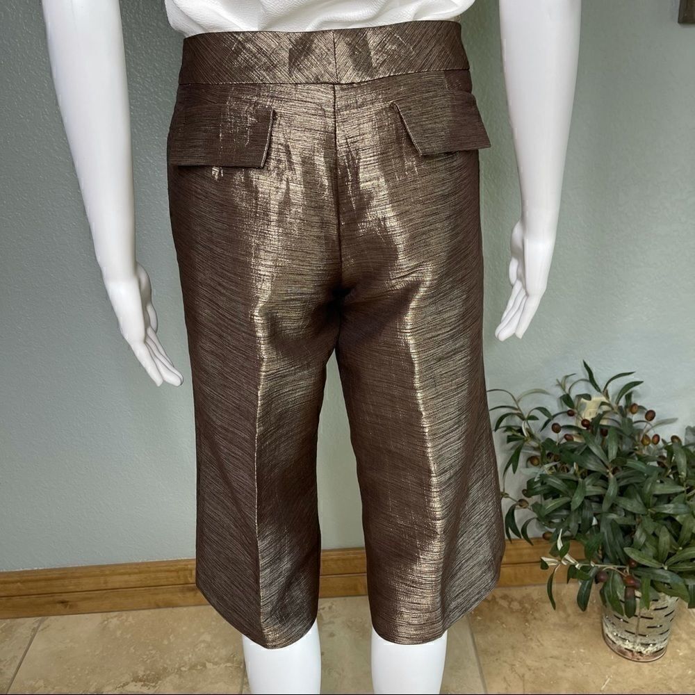 Cache Textured Bronze Capris Gaucho Pants Size 4 - Picture 2 of 12